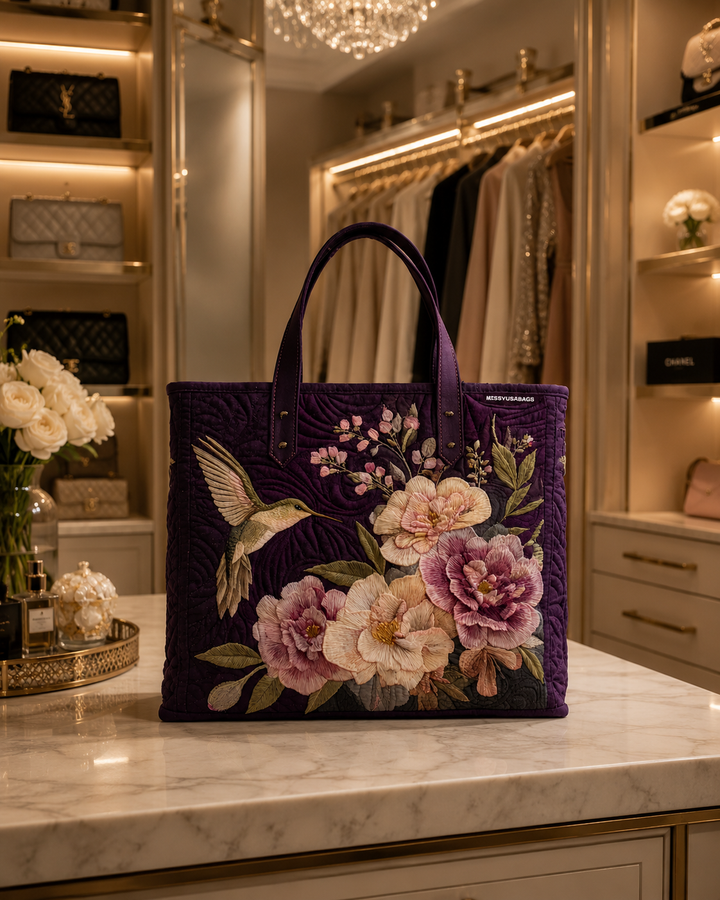 SAC MATELASSÉ | COLIBRIS ET ORCHIDÉES