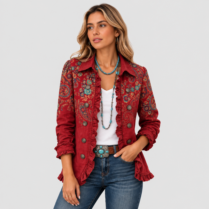 FAYRENE | VESTE BOHÈME PAISLEY À VOLANTS
