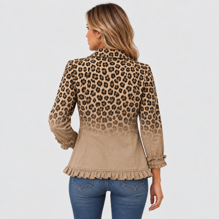 TAWNY | VESTE LÉOPARD DÉGRADÉ VINTAGE À VOLANTS