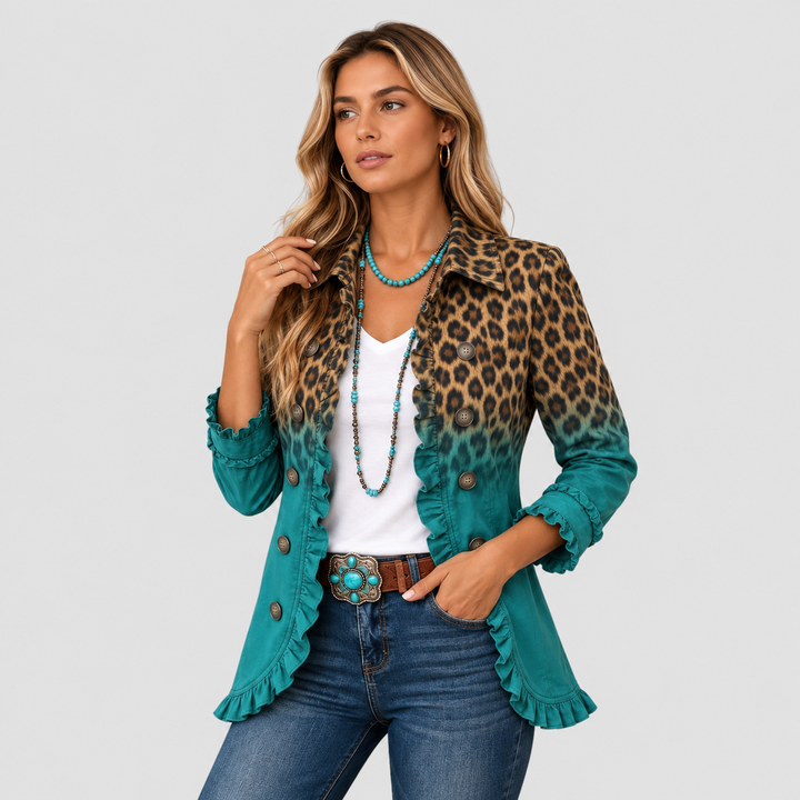 ELSPETH | BLAZER LÉOPARD OMBRÉ À VOLANTS