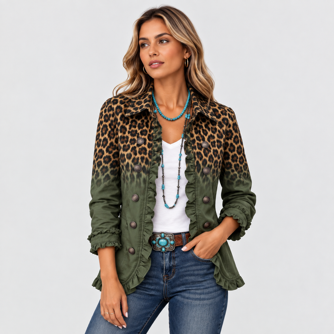 ELSPETH | BLAZER LÉOPARD OMBRÉ À VOLANTS