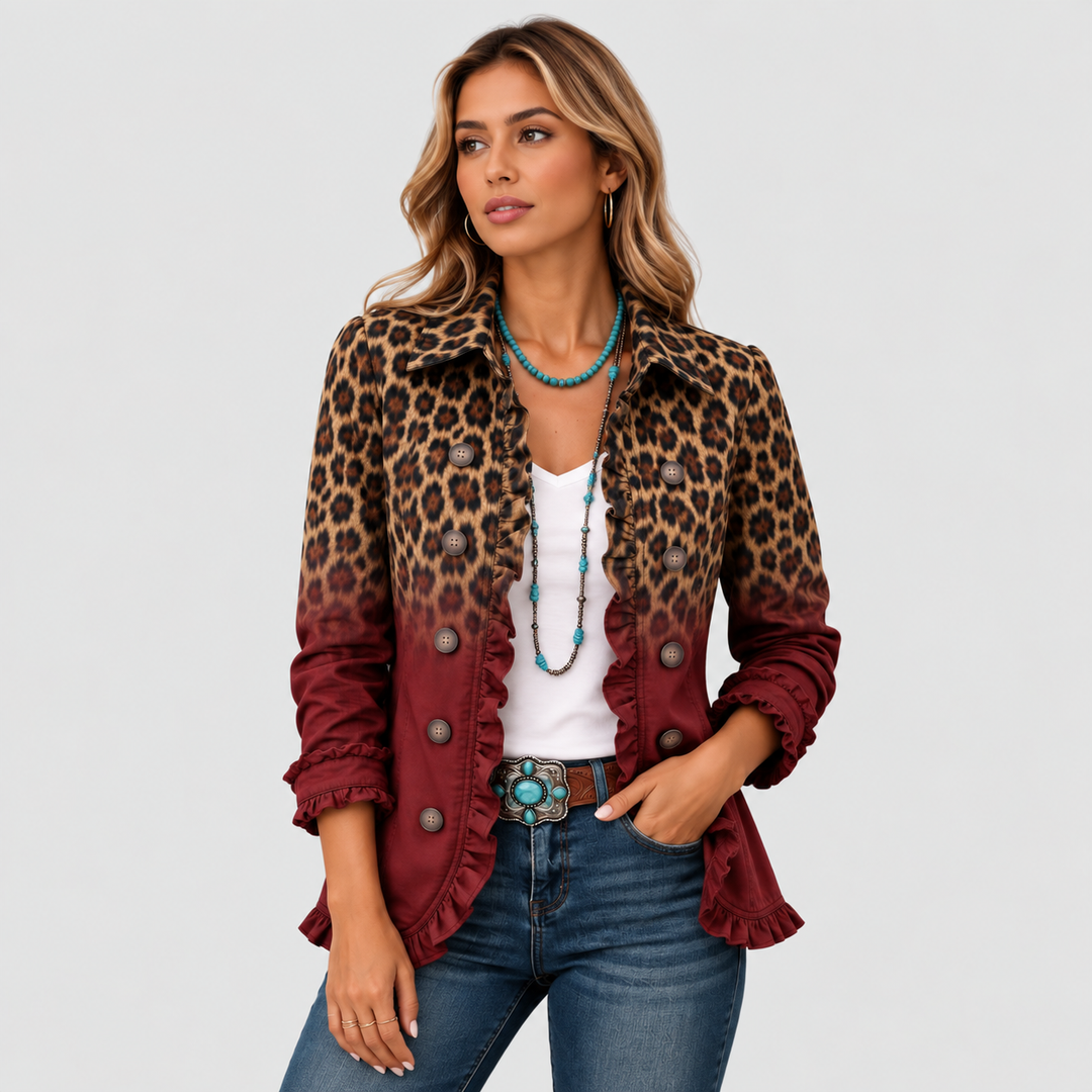 ELSPETH | BLAZER LÉOPARD OMBRÉ À VOLANTS