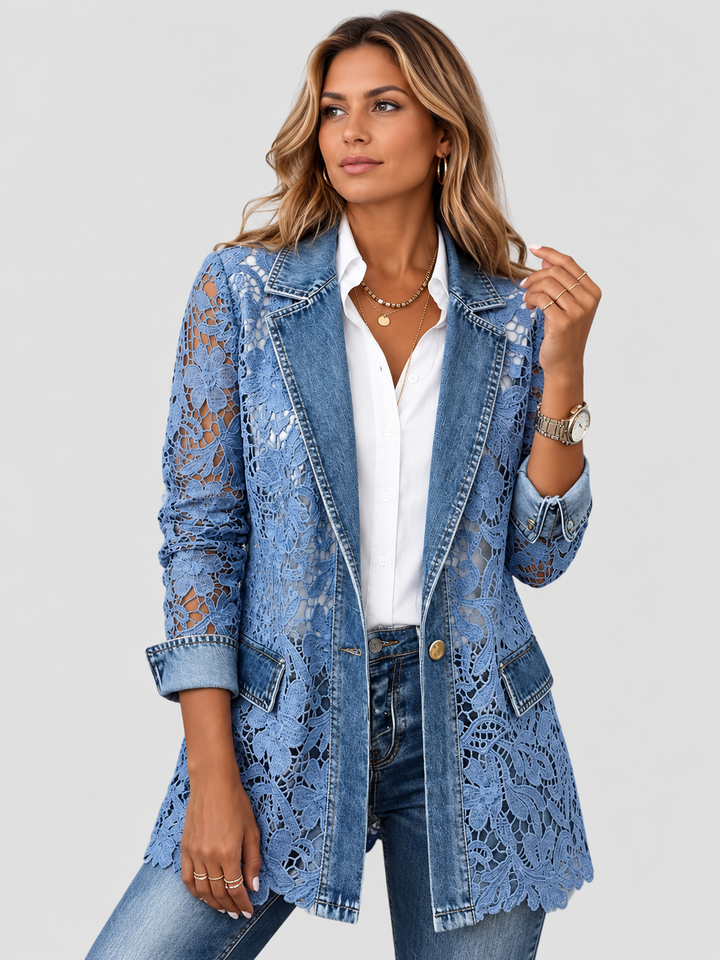 LACINDA | BLAZER À PANNEAUX EN DENTELLE FLORALE