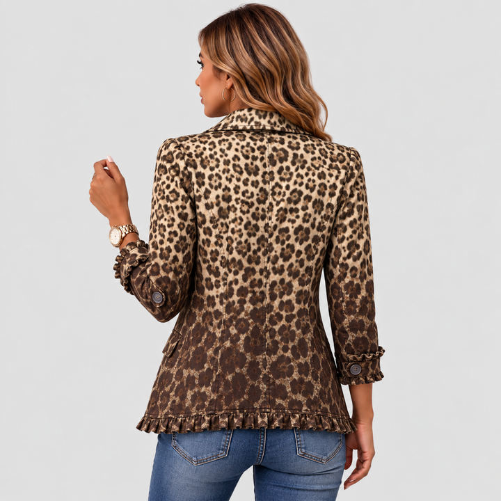 NAVARA | VESTE IMPRIMÉ LÉOPARD À VOLANTS