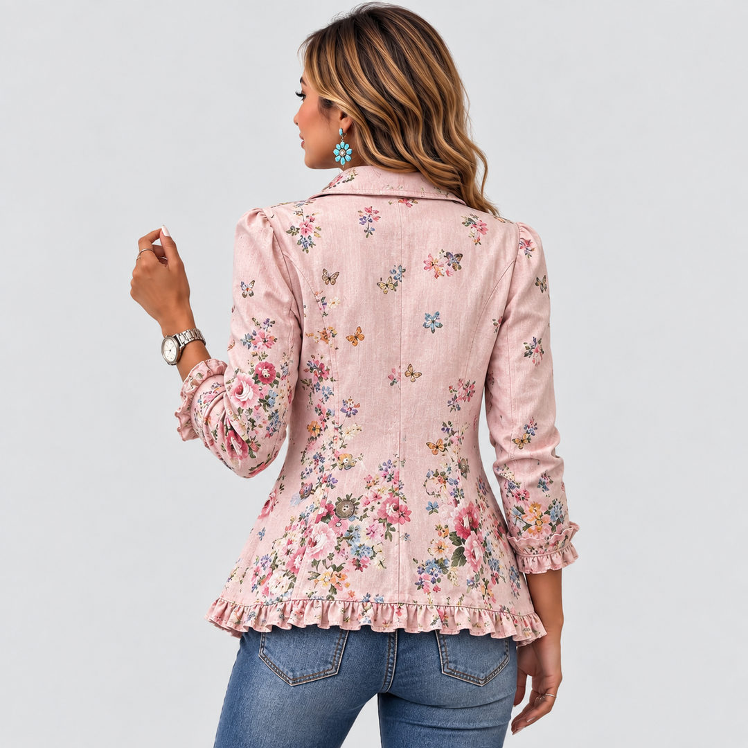 BETTANY | VESTE FLORALE À VOLANTS ET BOUTONS