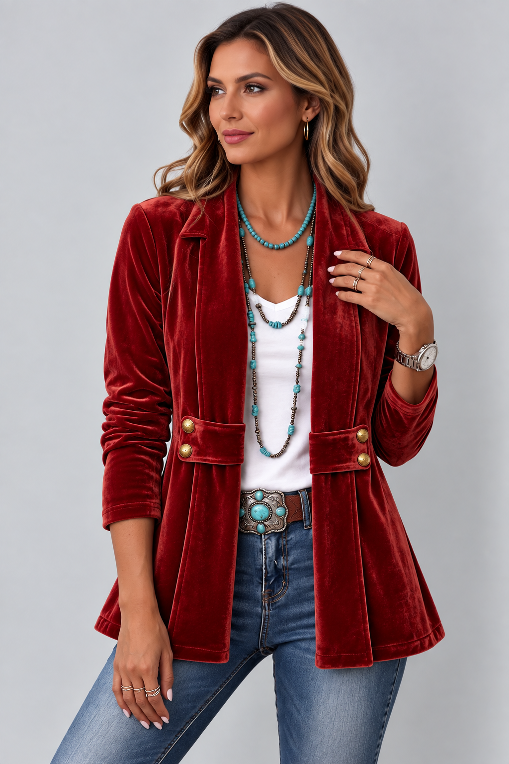 HOLLIWELL | VESTE VINTAGE OUVERTE À REVERS ET BOUTONS
