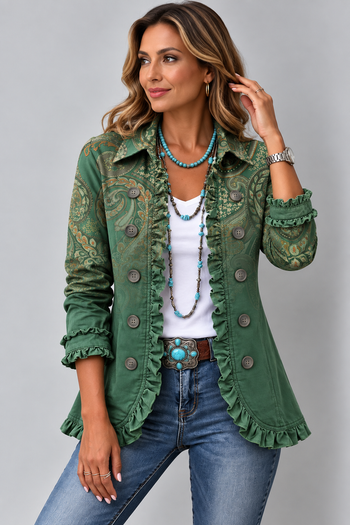 JEMARA | VESTE BOHÈME PAISLEY À VOLANTS
