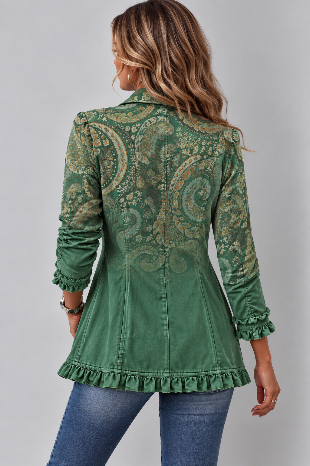 JEMARA | VESTE BOHÈME PAISLEY À VOLANTS