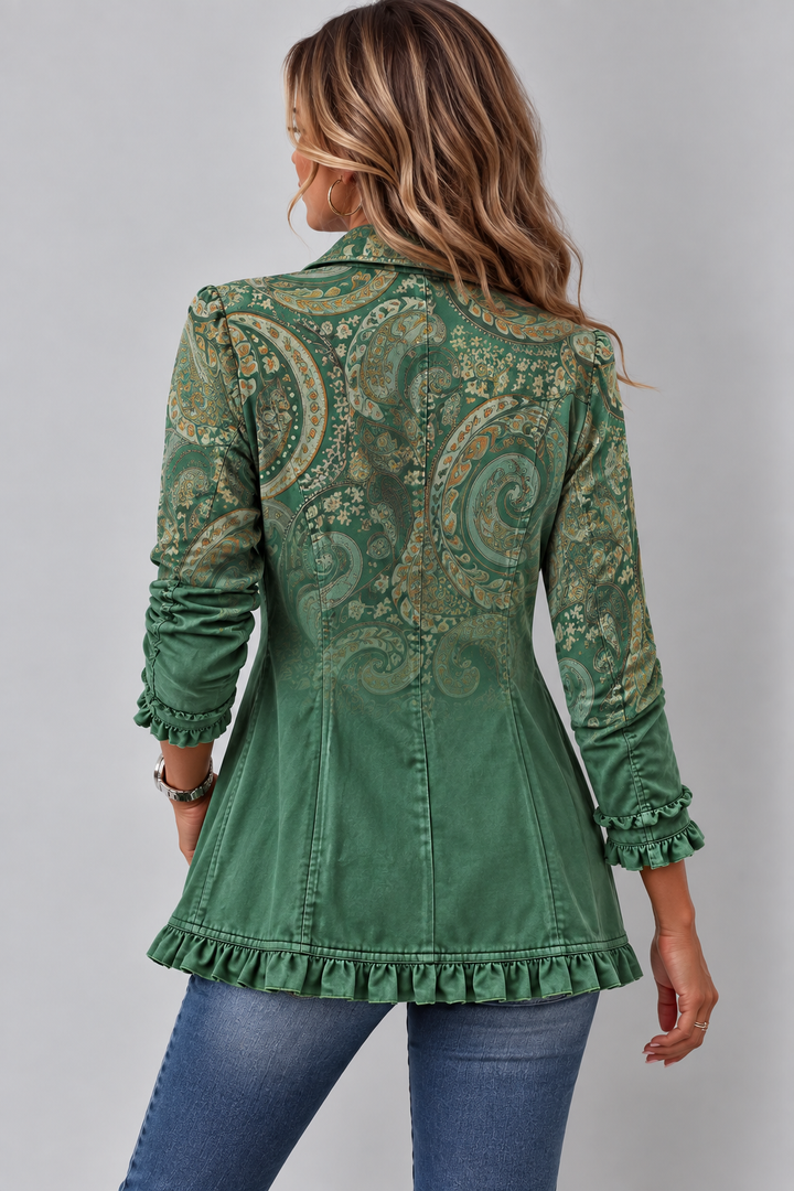 JEMARA | VESTE BOHÈME PAISLEY À VOLANTS