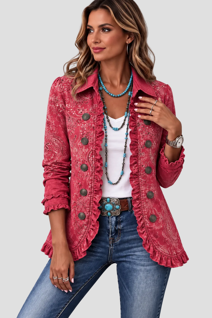 ANOUK | VESTE VINTAGE PAISLEY À VOLANTS