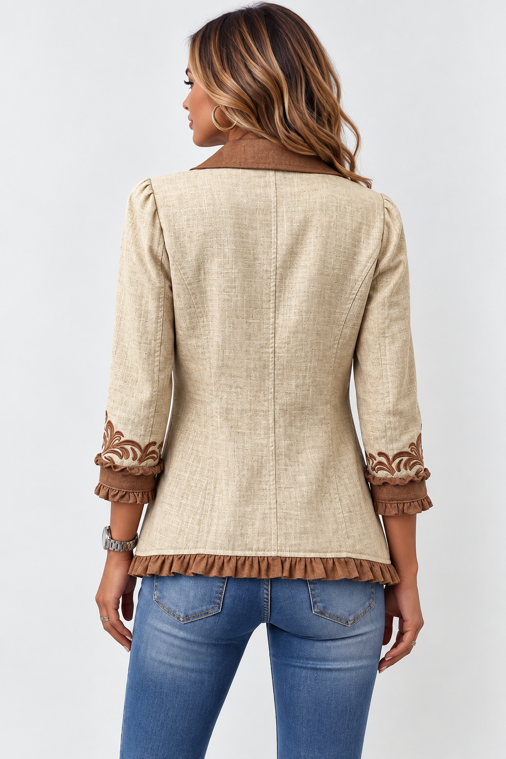 DAWNCROFT | VESTE BOHÈME FLORALE VINTAGE À VOLANTS