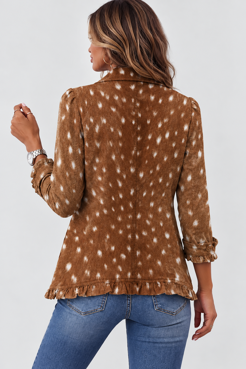NOLINDA | VESTE BOHÈME IMPRIMÉ ANIMAL À VOLANTS