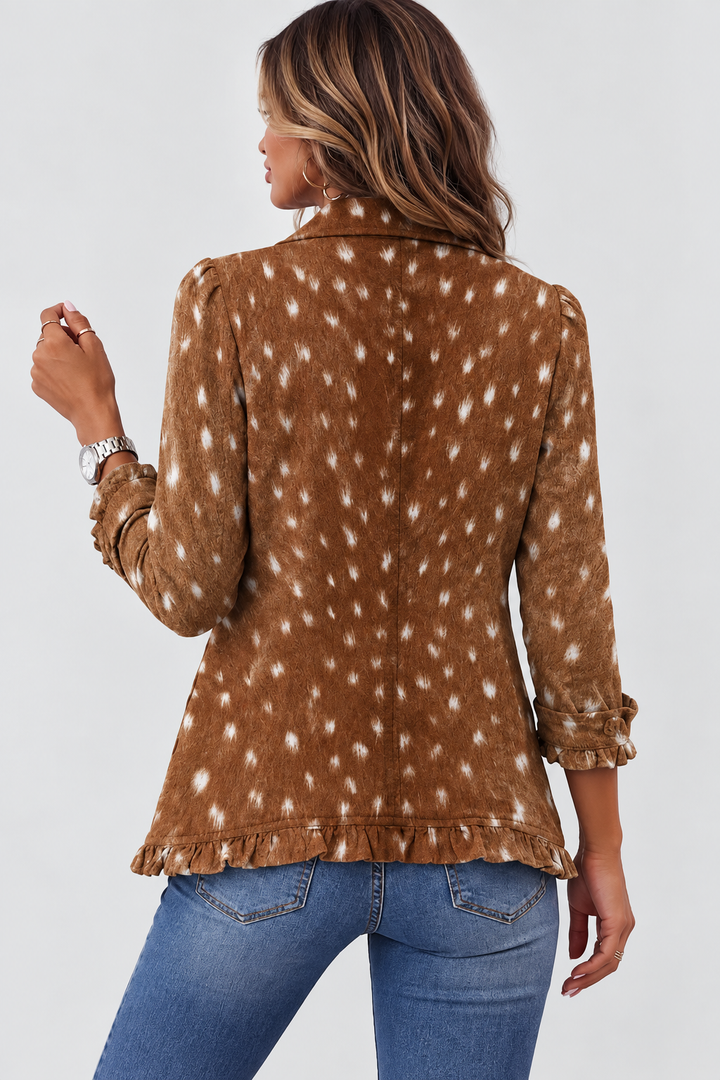 NOLINDA | VESTE BOHÈME IMPRIMÉ ANIMAL À VOLANTS