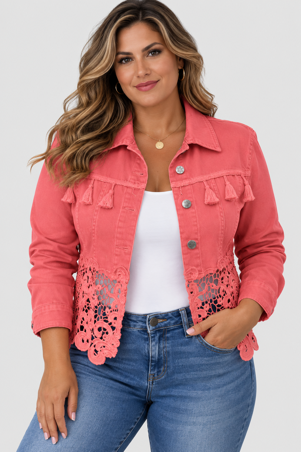 KAMBRIA | VESTE À FRANGES ET DENTELLE