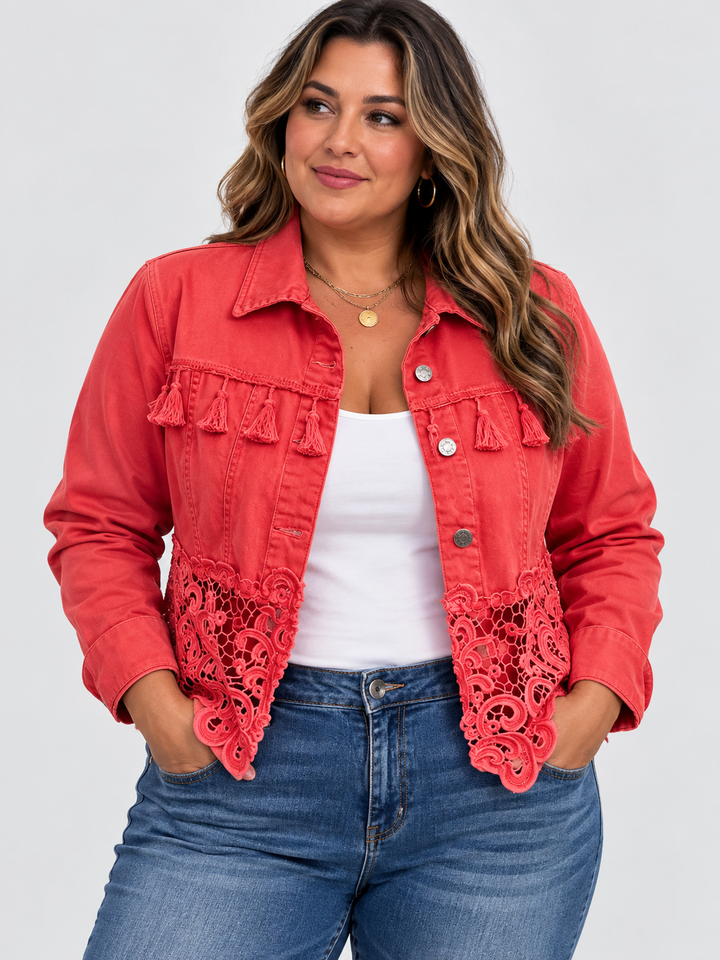KAMBRIA | VESTE À FRANGES ET DENTELLE