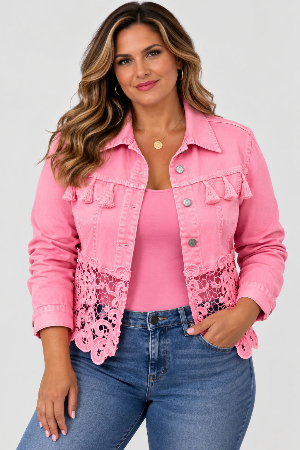 KAMBRIA | VESTE À FRANGES ET DENTELLE