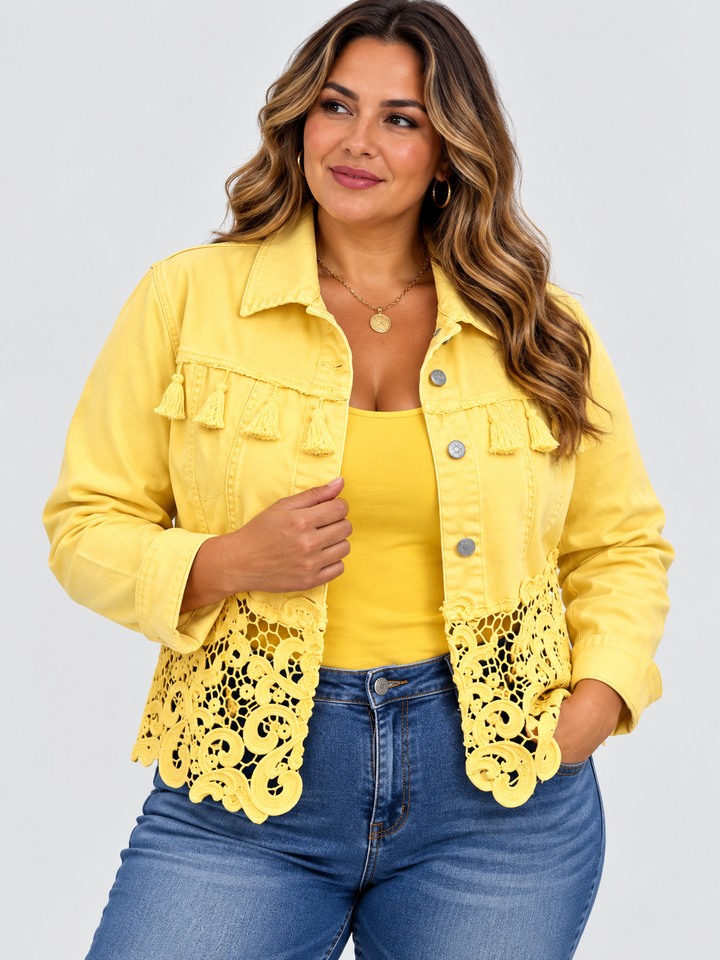 KAMBRIA | VESTE À FRANGES ET DENTELLE