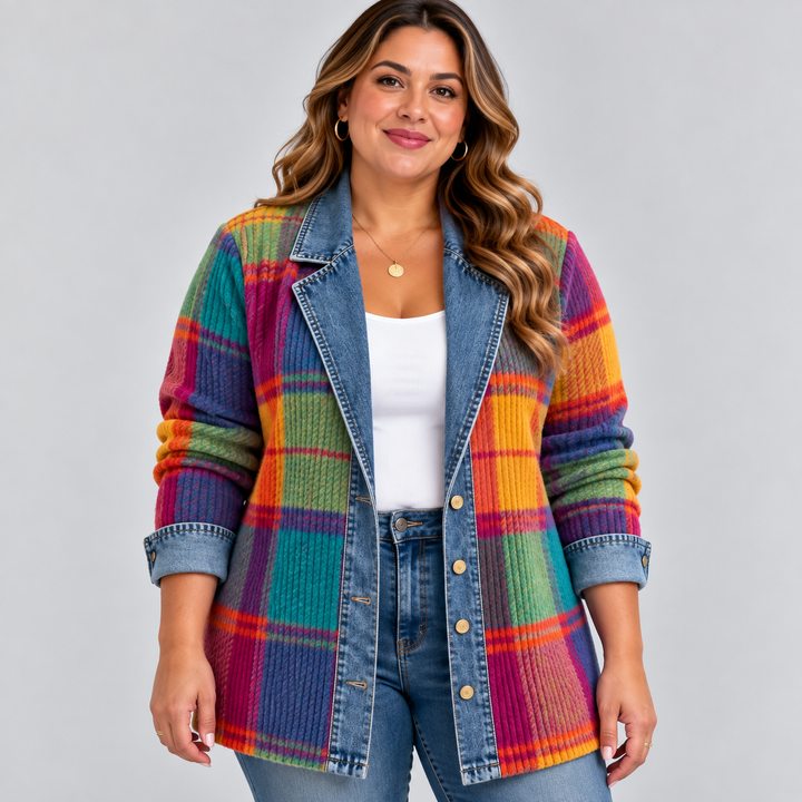 CHLOE | VESTE EN JEAN PATCHWORK CARREAUX VINTAGE
