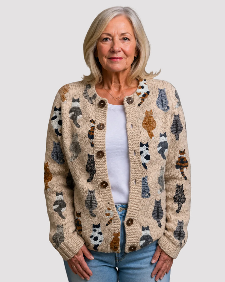 SARAH | CARDIGAN À MOTIF CHAT