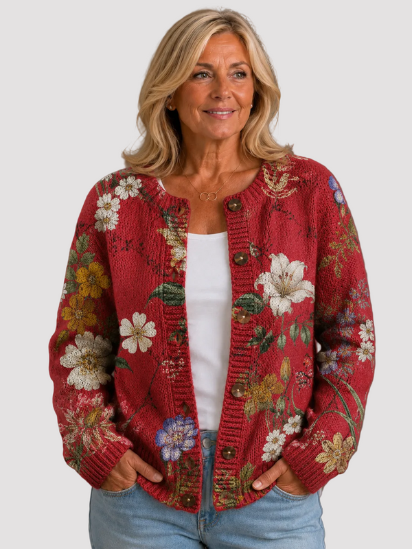 IMPRESSION FLORALE VINTAGE | CARDIGAN BOUTONNÉ