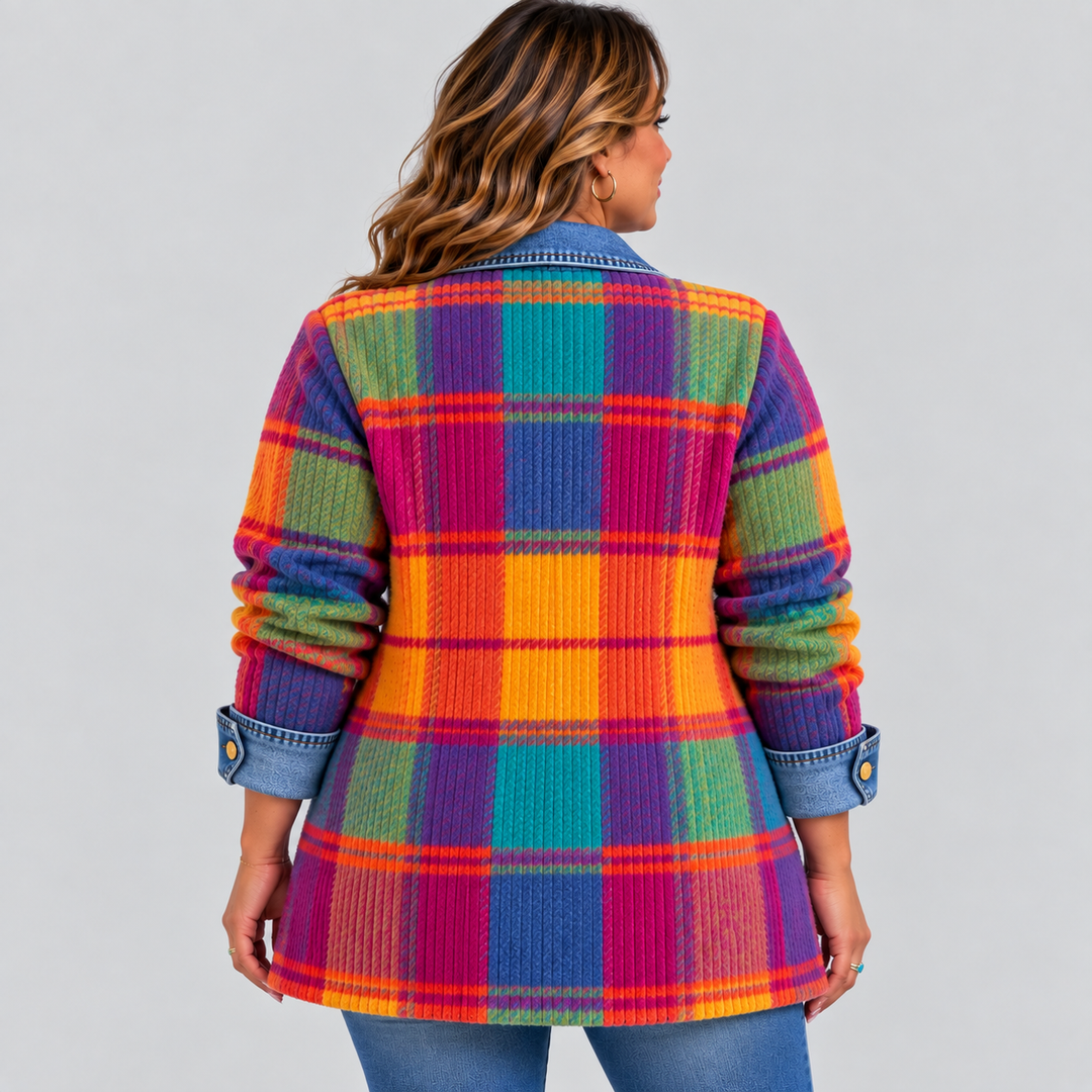 CHLOE | VESTE EN JEAN PATCHWORK CARREAUX VINTAGE
