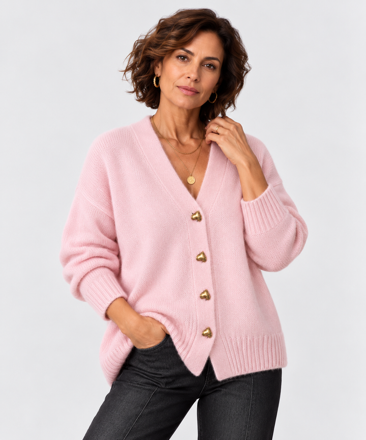 HAZEL | CARDIGAN À BOUTONS CŒUR