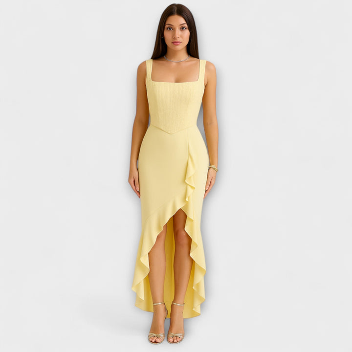 Bella | Robe corset en satin à volants