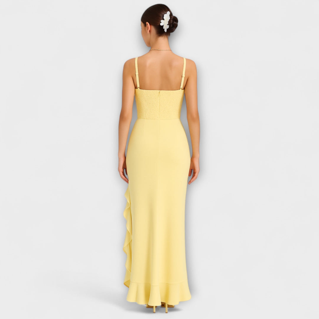 Bella | Robe corset en satin à volants