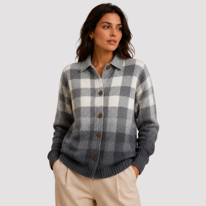 AGNES | SURCHEMISE BOUTONNÉE PLAID GRIS OMBRÉ