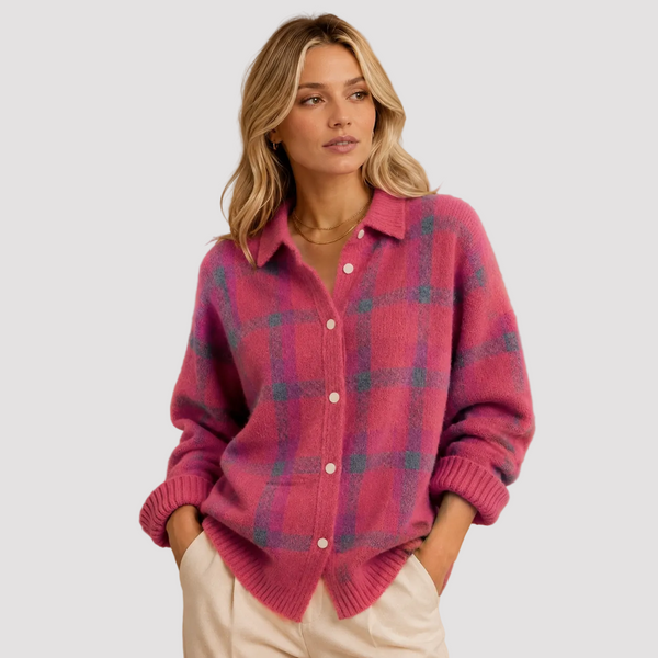 ASHLEY | CHEMISE TRICOTÉE CLASSIQUE À CARREAUX