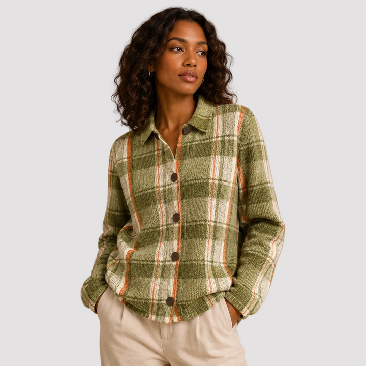 HAZEL | SURCHEMISE BOUTONNÉE PLAID OLIVE