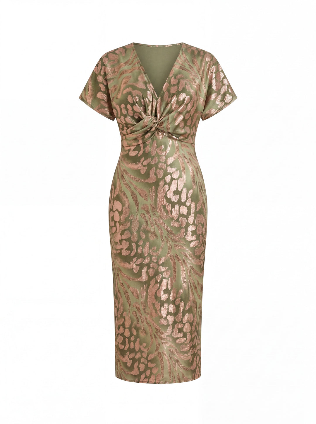 Giulia | Robe midi cuivrée à ceinture nouée à la taille