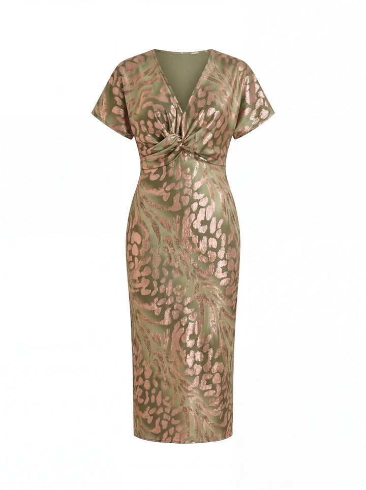 Giulia | Robe midi cuivrée à ceinture nouée à la taille