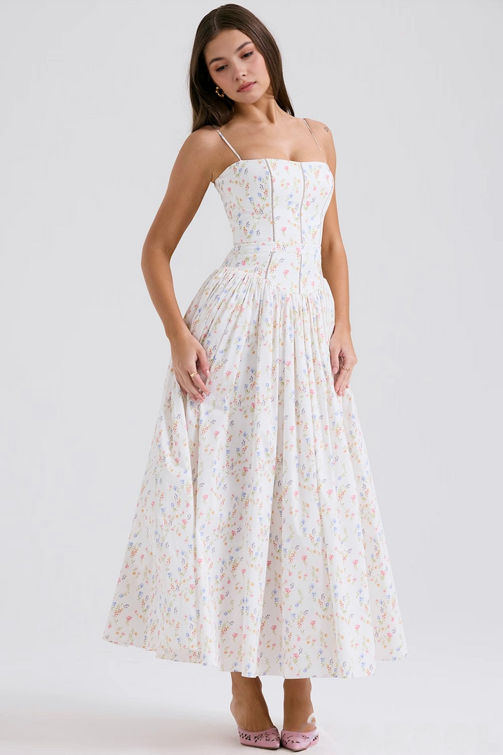 Alexandra | Robe maxi à motif fleuri et fines bretelles