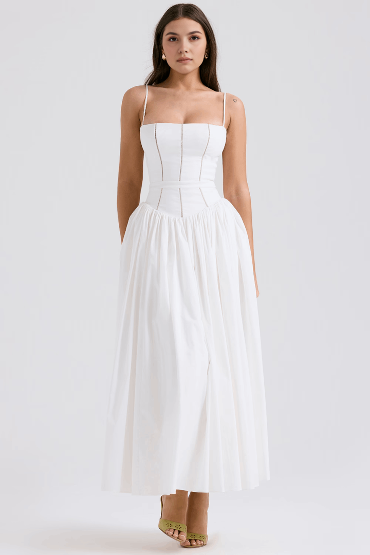 Alexandra | Robe maxi à motif fleuri et fines bretelles