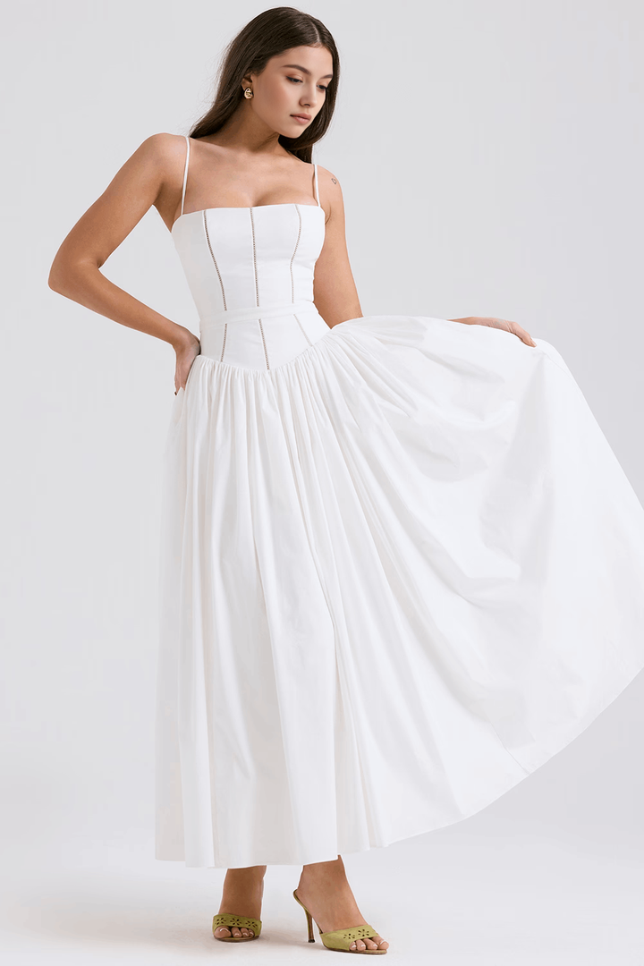 Alexandra | Robe maxi à motif fleuri et fines bretelles