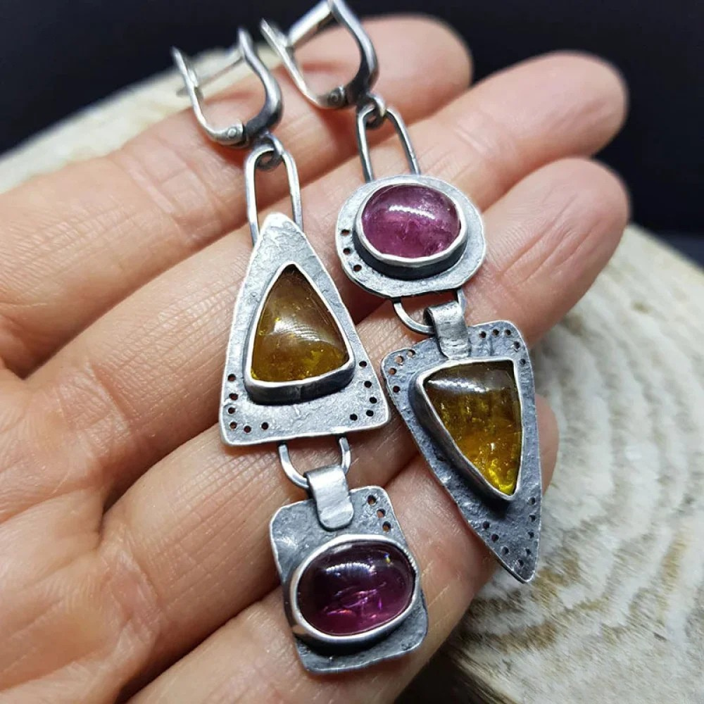 Boucles d'oreilles rétro triangulaires géométriques