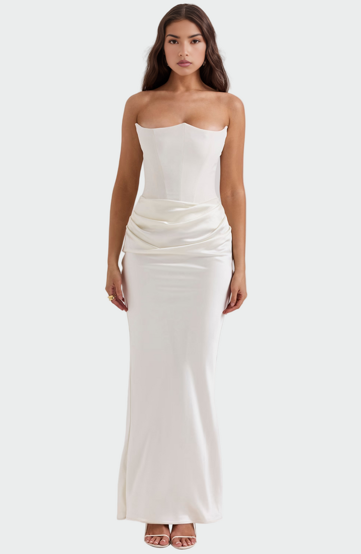 Elisa | Robe de soirée épaules dénudées à pli à la taille
