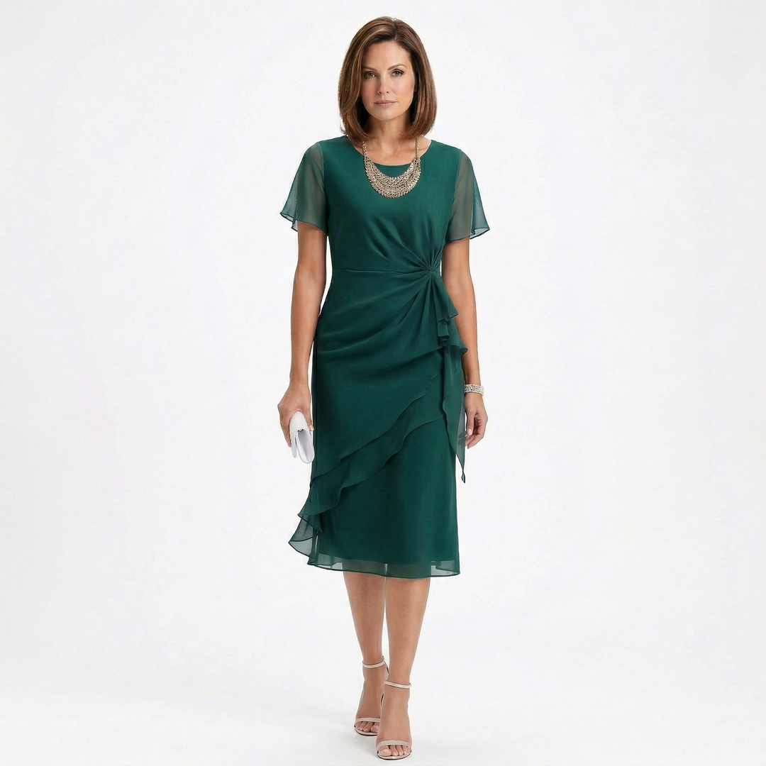 Helena | Robe à drapé à la taille et jupe à volants