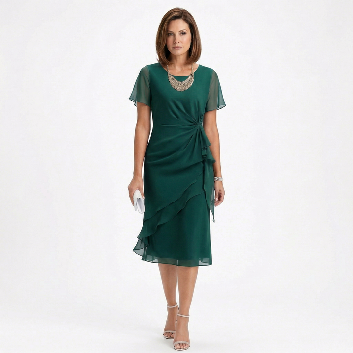 Helena | Robe à drapé à la taille et jupe à volants