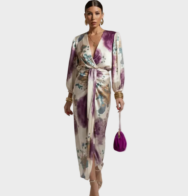 Selene | Ensemble midi à imprimé floral et manches bouffantes