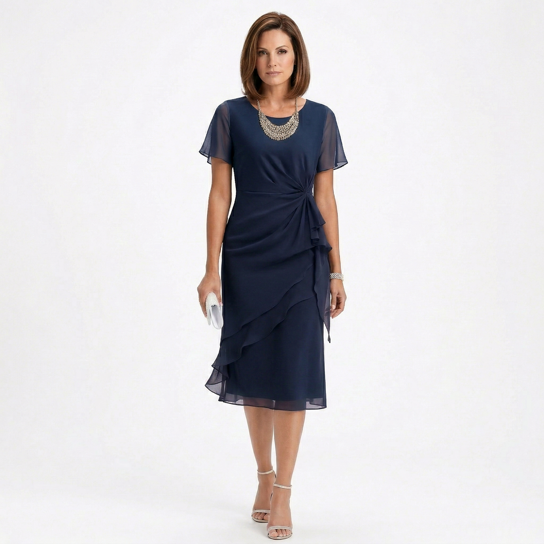 Helena | Robe à drapé à la taille et jupe à volants