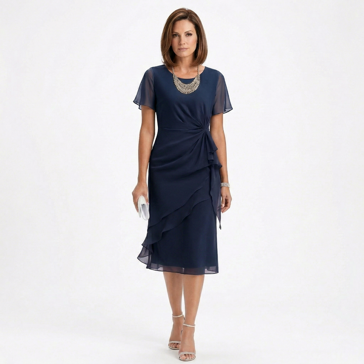 Helena | Robe à drapé à la taille et jupe à volants