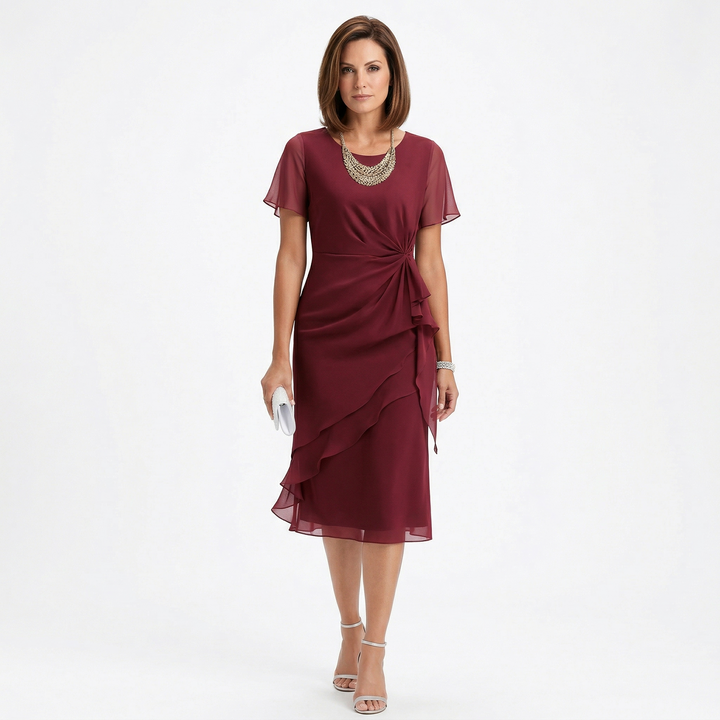 Helena | Robe à drapé à la taille et jupe à volants