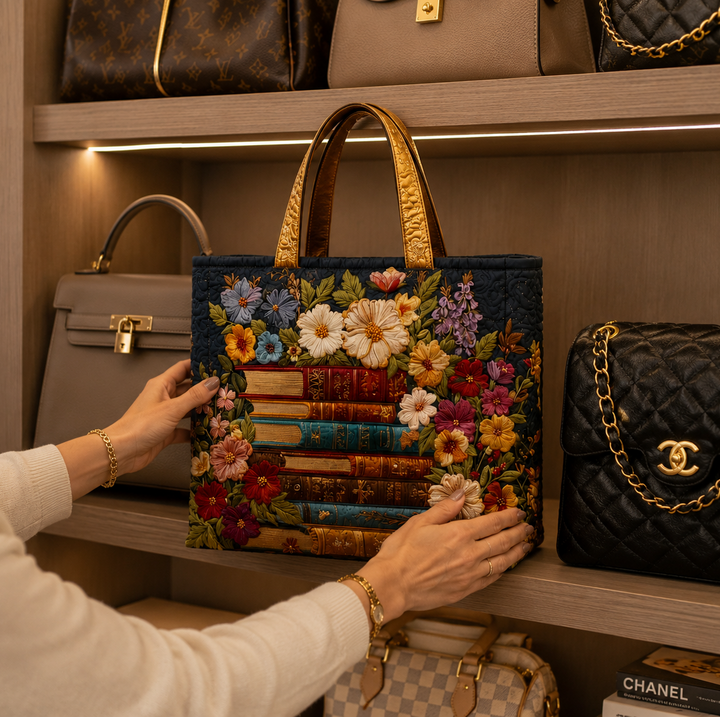 SAC MATELASSÉ | FLORAL ET LIVRES