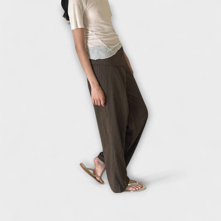 Julia - Pantalon rayé à pan replié