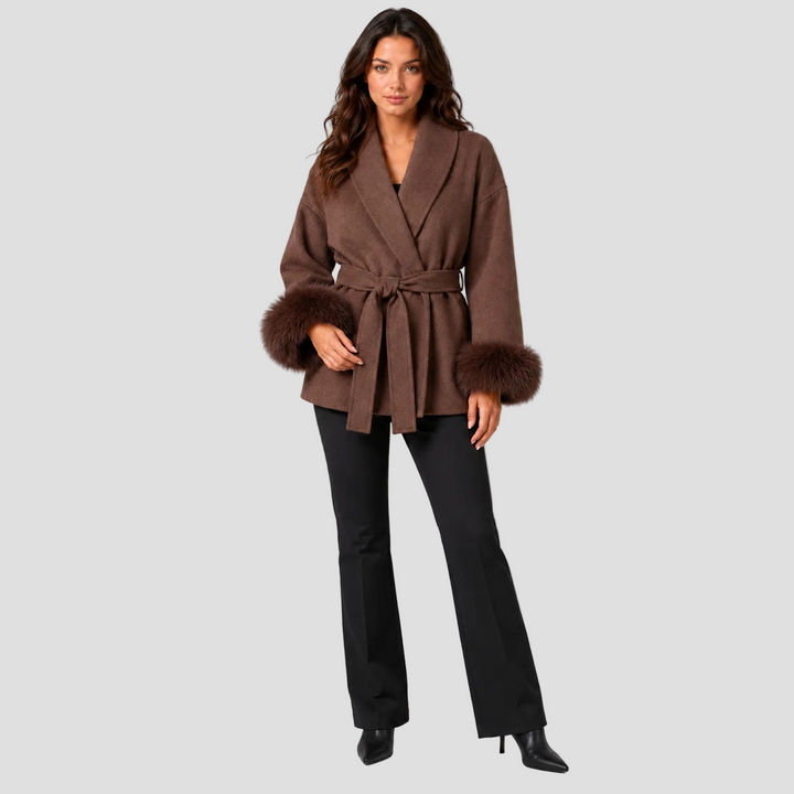 ELSA | MANTEAU EN FAUSSE FOURRURE CEINTURÉ