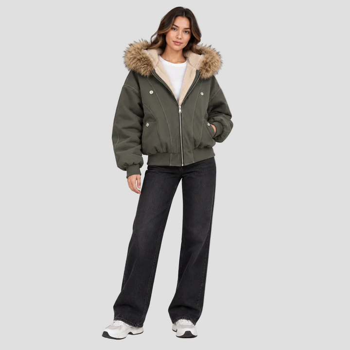 ODILE | VESTE EN FAUSSE FOURRURE À CAPUCHE OVERSIZE