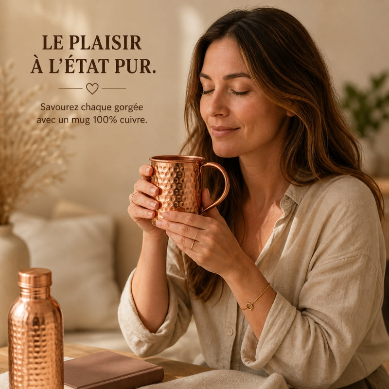 PAUSE DORÉE — MUG MARTELÉ EN CUIVRE ARTISANAL
