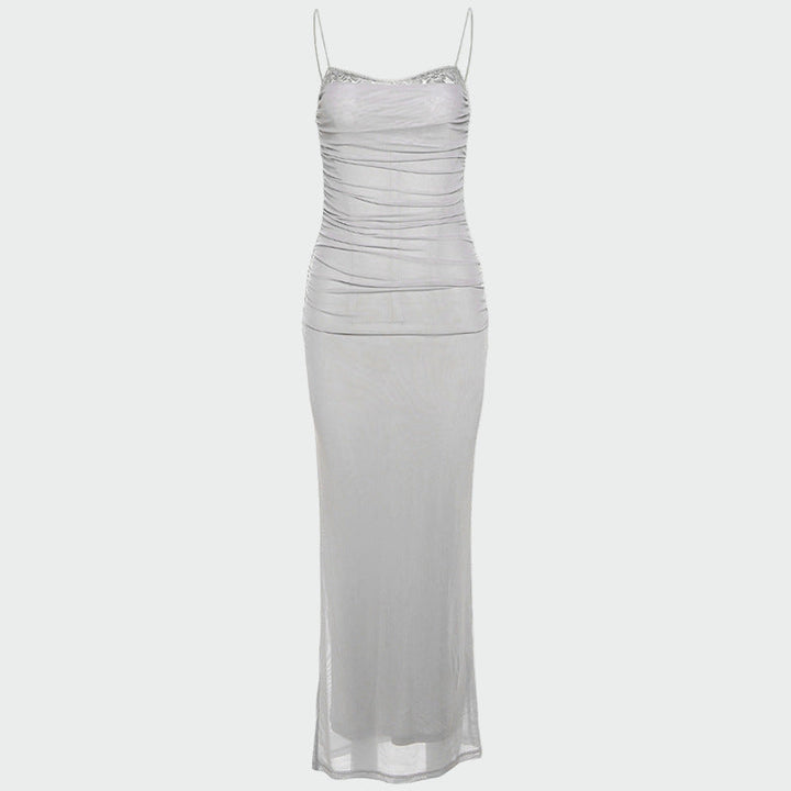Petra | Robe en tulle drapé à détails en dentelle